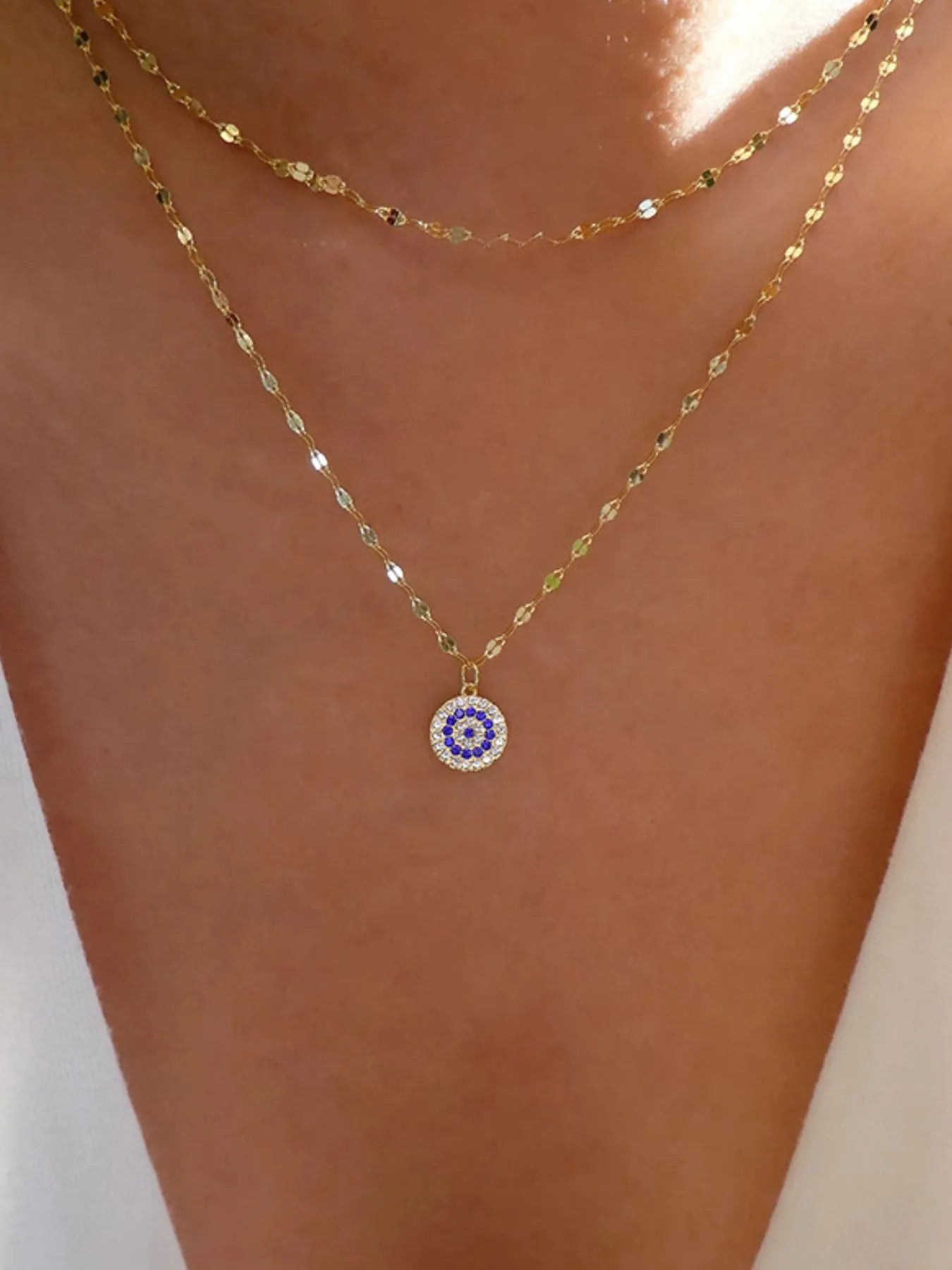 18K Gold-Plated Inlaid Zircon Layered Necklace