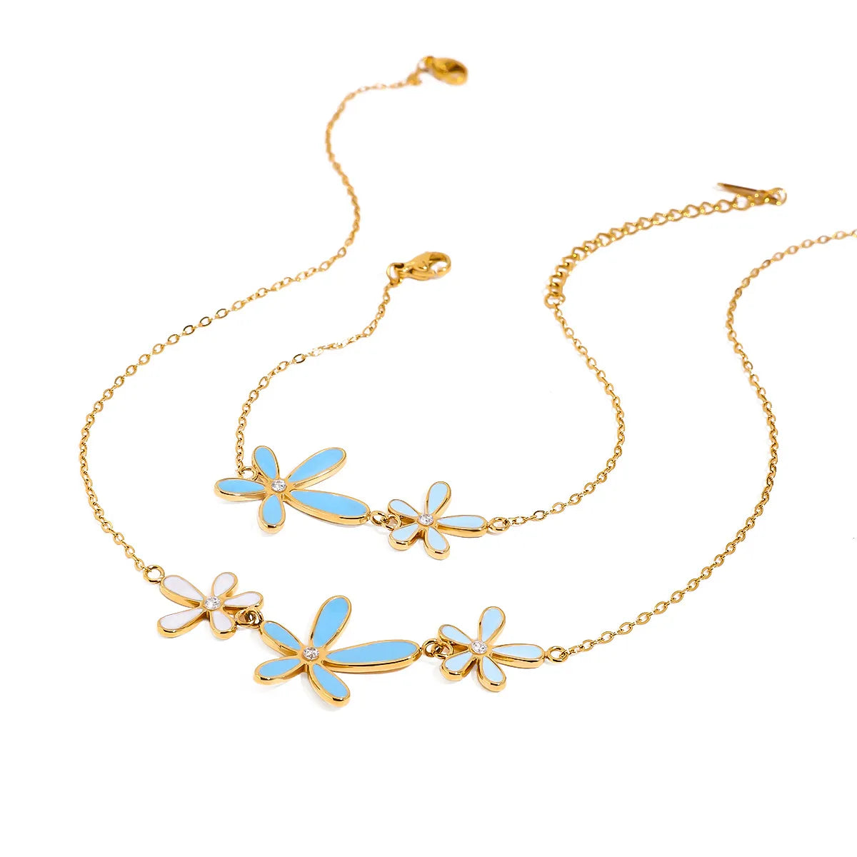 Resin Flower Necklace and Bracelet Jewelry Set